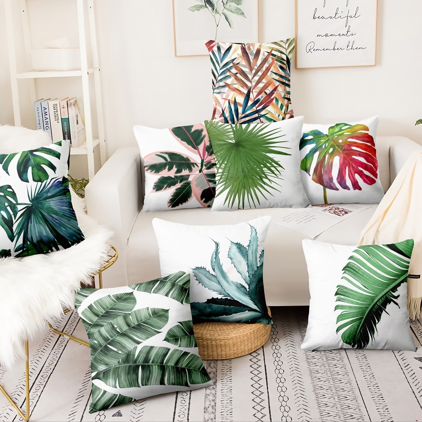 Tropical Plants Leaf Print Cushion Cover Throw Pillow Case Sofa Home Room Decor 